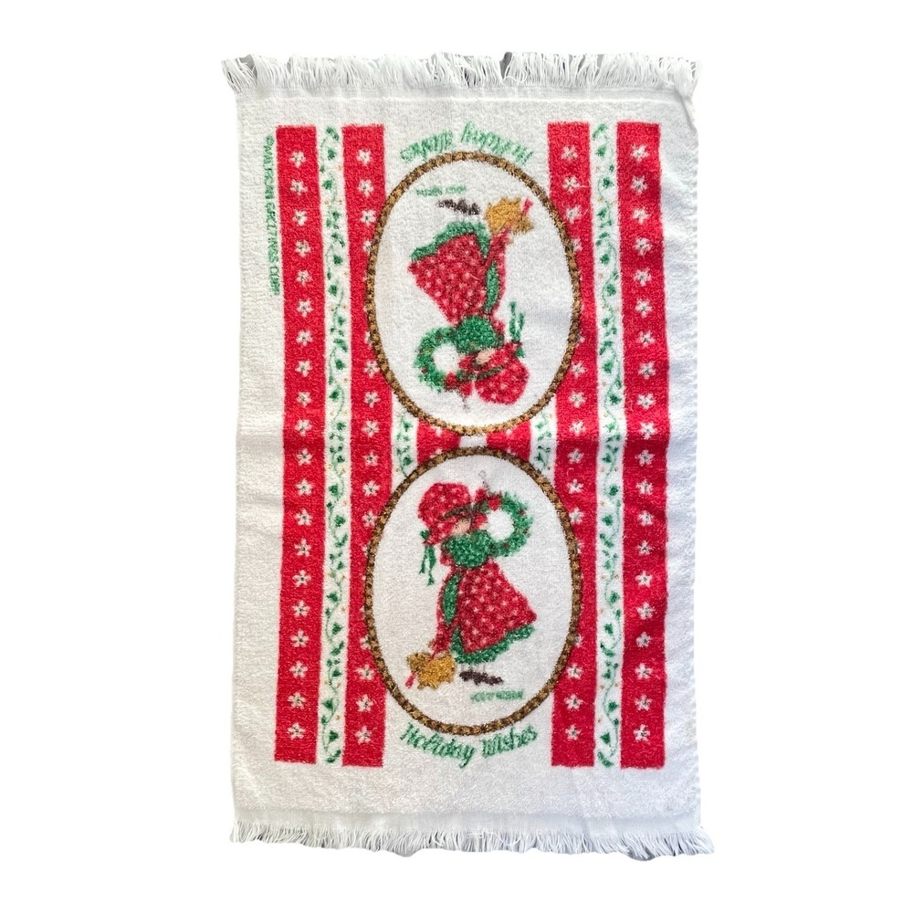 VTG Christmas HOLLY HOBBIE Holiday Wishes Dish Towel Cannon‎
